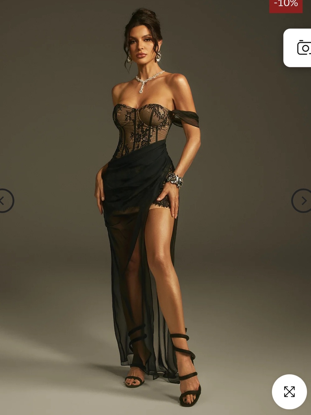 NWT Mew Mews Marged Off Shoulder Lace Mesh Maxi Dress